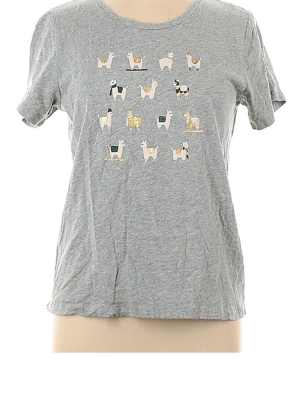 J. Crew Gray Short Sleeve Tee with Llama Print Collectors Addition